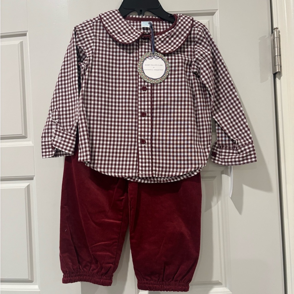 Edgehill Collection Burgundy Plaid Shirt & Pants